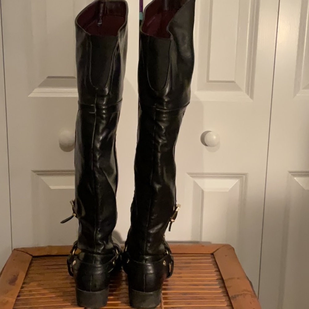 Black Over the Knee Leather Boots - Picture 6 of 10